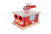 Trælegetøj - Bigjigs Wooden Rails - Fire Station - BJT262