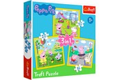 Puslespil - Trefl Puzzle - Peppa Pig - Peppas Happy Day (3in1) Floor - TFL34849