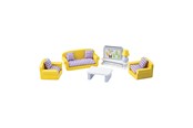 Dukke, bamse og udstyr - Tidlo Wooden Dollhouse Furniture Living Room 9 pieces. - T0225