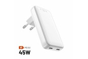 Mobil - Adaptere & Opladere - FIXED Slim GaN 90° Super Fast 2x USB-C charger 45W - White - FIXCG45S-2C-WH