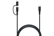 USB kabel - FIXED 2in1 Combo 60W - USB-C <-> USB-C / Lightning - 1.2m - Sort - FIXDB-CCL12-GR