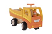 Trælegetøj - Goki Wooden Dump Truck Orange with Swivel Wheels - 55940