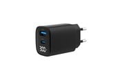 Mobil - Adaptere & Opladere - Gembird Universal GaN USB charger with LCD QC 3.0 & POD 30W 2-port - Black - TA-UC-PDQC30LCD-BK-01