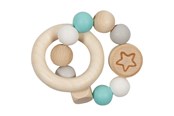 Babylegetøj - Goki Wooden Gripping Ring Star Light Blue - 65243