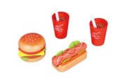 Trælegetøj - Small Wood Lunch for Two - Hamburger and Hot Dog - L40152