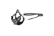 Hunde - Dogness walking set leash+harness for dog (black and white) - DOG SET BLACK