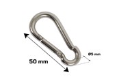 Beslag & hængsler - Home>it fireman's carabiner Ø5 x 50 mm in stainless steel 2 pcs. - 20463