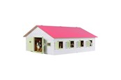 Trælegetøj - Kids Globe - Horse Stable Pink with 7 Boxes 1:24 - 610189