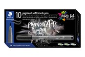 Skrive- og Tegneværktøjer - Staedtler BRUSH PEN SOFT/PIGMENT, ÆSKE 10 STK, VARM GRÅ - 372-84