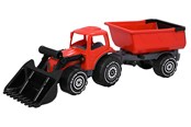 Udendørsleg - Plasto  Traktor med frontlæsser og anhænger 56,5 cm. RØD - 1672000REB