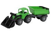 Udendørsleg - Plasto  Traktor med frontlæsser og anhænger 56,5 cm. GRØN - 1672000GRB