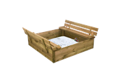 Udendørsleg - Nordic Play Sandkasse med bænk og låg 120 cm × 120 cm - 805-701PC