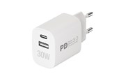 Mobil - Adaptere & Opladere - Vivanco Fast GaN 30W 1xUSB-C PD/ USB-A Home Charger White - 64338