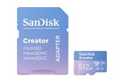 Hukommelseskort - SANDISK Creator MicroSD/SD - 190MB/s - 512GB - SDSQXAV-512G-GN6MS