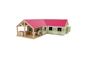 Trælegetøj - Kids Globe - Horse Corner Stable with 3 Boxes and Storage Pink 1:24 - 610210