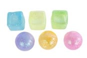 Små gaver til børn - Pocket Money Squeeze Suger ball and square 6cm assorted - 621675