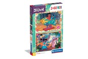 Puslespil - Clementoni Disney Stitch Super Colour Puzzle (2x60) - 24822
