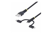 USB kabel - StarTech.com 3.3ft USB Multi Charging Cable Lightning/Micro-USB/Type-C - USB cable kit - 1 m - RLTCUB1MBK