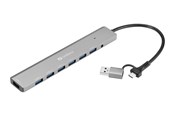 USB hub - Sandberg 7-Port Type-A USB3.0 Hub USB hub - USB 3.0 - 7 ports - Sølv - 136-66