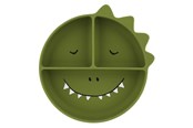 Babylegetøj - Trixie Baby - Silicone Plate with Compartments and Suction Cup - Mr. Dino - 96-439