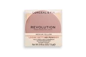 Makeup - Makeup Revolution Conceal & Fix Vegan Loose Setting Powder, Medium Yellow, 13 g - 5057566150989