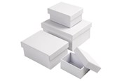 Kreativitet & Hobbyartikler - Creativ Company - Rectangular Boxes White with Lid 4 pcs. - 264050
