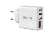 Mobil - Adaptere & Opladere - Choetech 15W 3-Port USB-A Wall Charger with Display White - C0027-WH