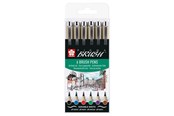 Kreativt Legetøj - Sakura Pigma Brush Set Case 6 Basic Colors - POXSDKBR6