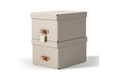 Arkivering & Opbevaring - Leitz Puro opbevaringsboks med låg, medium, 17 L, 100% recirkuleret karton, pakke a 2 stk, beige *DEMO* - 61490012