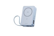 Powerbank - UGREEN MagFlow Qi2.2 25 W Magnetic Wireless Powerbank with Retractable Cable Powerbank - Sølv - 20000 mAh - 65959