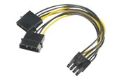 Strømkabel (intern) - Akasa - power adapter - 4 PIN internal power to 8 pin PCIe power (6+2) - 15 cm - AK-CBPW20-15