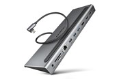 USB hub - AXAGON Triple 4K Display SuperSpeed USB-C-hub USB hub - USB 3.2 - 11 ports - Grå - HMC-4KX3