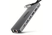 USB hub - AXAGON Dual 4K Display USB-C 5 Gbps 7-in-1 HUB USB hub - USB 3.2 - 7 ports - Grå - HMC-7HX2