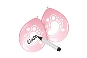 Legetøj - Folat BV - Writable Balloons Birth Girl 6 pcs. - 08591