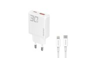 Mobil - Adaptere & Opladere - Dudao GaN A30EUL 30W USB-A / USB-C Wall Charger + USB-C - Lightning Cable - White - 6976625332816