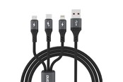 USB kabel - Dudao L3E 3 in 1 60W MicroUSB USB-C Lightning Cable 1.2m - Black - 6976625333486