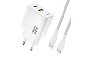 Mobil - Adaptere & Opladere - Dudao A27 MaxC 35W GaN Wall Charger + USB-C Cable - White - 6977196680269