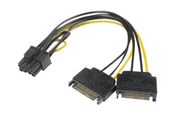 Strømkabel (intern) - Akasa - power adapter - SATA power to 8 pin PCIe power (6+2) - 15 cm - AK-CBPW19-15
