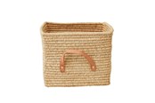 Børneværelse - Rice Small Square Raffia Basket with Leather Handles - BSRAT-30N