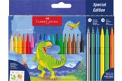 Skrive- og Tegneværktøjer - Faber-Castell Tusser Dinosaur+Sticker 18+3 metallic+3neon - 554222