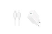 Mobil - Adaptere & Opladere - Joyroom JR-TCF20 USB-C PD 20W network charger - white + USB-C / Lightning cable 1m - JR-TCF20_CL