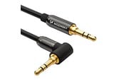 Audio kabel - Wozinsky AUX Cable Angled (Male-Male) Mini Jack Cable 1.5m Black - 5907769307423