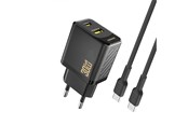 Mobil - Adaptere & Opladere - Dudao A27TCEU PD 30W GaN USB-A USB-C wall charger with USB-C cable - black - 6976625334230