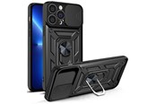 Mobil - Covers & Cases - Hurtel Hybrid Armor Camshield Case for iPhone 13 Pro Armored Case with Camera Cover Black - 9145576267974