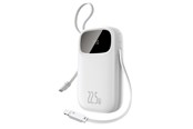 Powerbank - Baseus EnerFill FC31 20000mAh 22.5W Powerbank with Digital Display and 2 Built-in Cables (USB-C + Lightning) - White Powerbank - Hvid - 20000 mAh - P10082107213-00