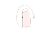 Powerbank - Joyroom JR-PR2L 10000mAh 35W Power Bank with Built-in Retractable USB-C Cable and Lightning Lanyard Cable - Pink Powerbank - Pink - 10000 mAh - JR-PR2L pink