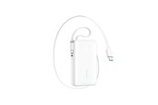 Powerbank - Joyroom JR-PR2L 10000mAh 35W Power Bank with Built-in Retractable USB-C Cable and Lightning Lanyard Cable - White Powerbank - Hvid - 10000 mAh - JR-PR2L white
