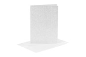 Blokke, Formularer & Notesbøger - Creativ Company Cards and Envelopes 10.5x15cm Glitter Silver - 4 pcs. - 23024