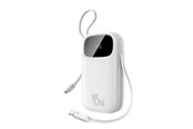 Powerbank - Baseus EnerFill FC31 Qpow 3 10000mAh 45W Power Bank with Digital Display with USB-C and Lightning Cables - White Powerbank - Hvid - 10000 mAh - E0028C01