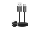 USB kabel - Puro Fabrik 2.0 10W USB-A - USB-C Braided Cable 1.5 m - Black - PUCAC10WFABK415MTBLK